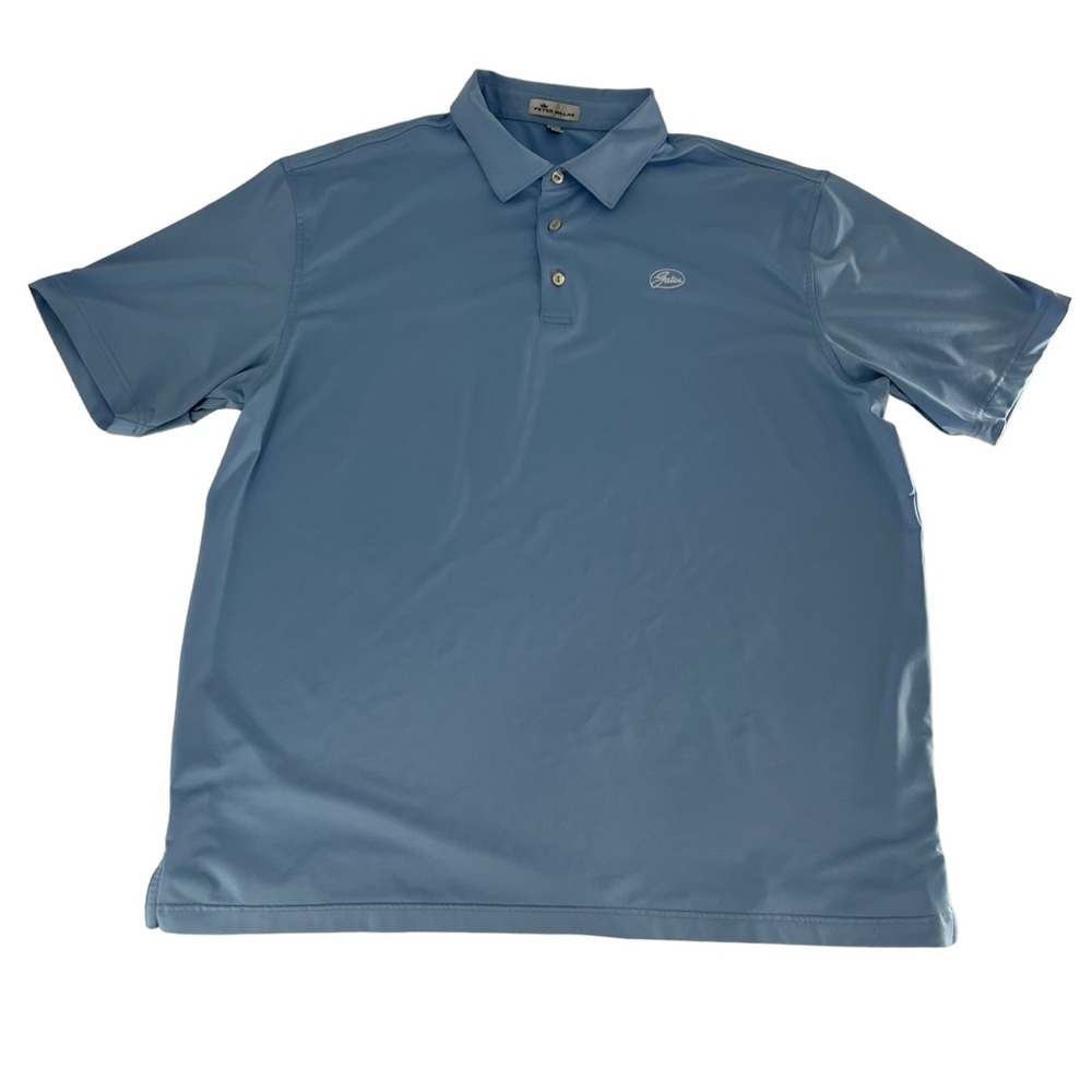 Peter Millar Polo Shirt‎ Mens XL Blue Performance Gates Golf Course Short Sleeve